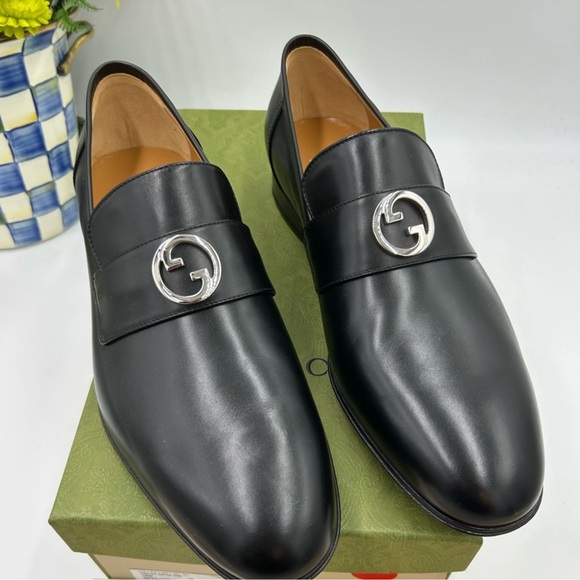 Men’s Gucci interlocking G leather loafer size 12 fits 12.5 US made Italy - Picture 1 of 10